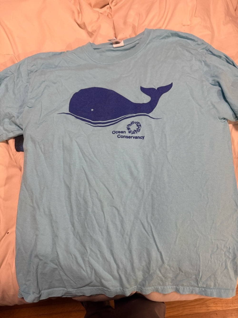 Gildan Light Blue Short Sleeve T-Shirt with Navy Whale Graphic